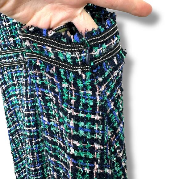 Zara NWOT Green Multi Tweed Classy Trending Overall A-Line Midi Dress Small - Picture 6 of 10